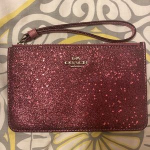 COACH Purple sparkle glitter wristlet